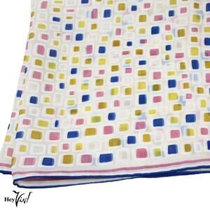 Vintage Geometric Print Rayon Silk Scarf Hand Rolled Made in Japan 16x16 Hey Viv